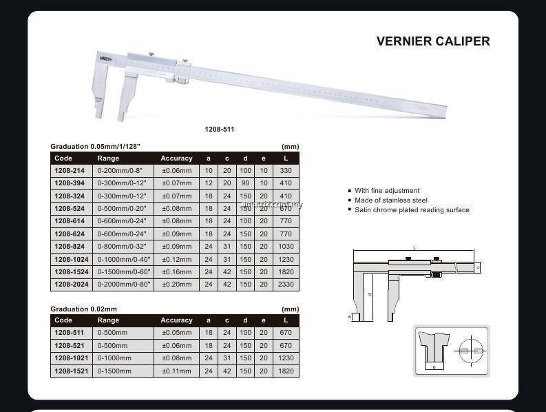 INSIZE 12081024 1000mm/40" VERNIER CALIPER